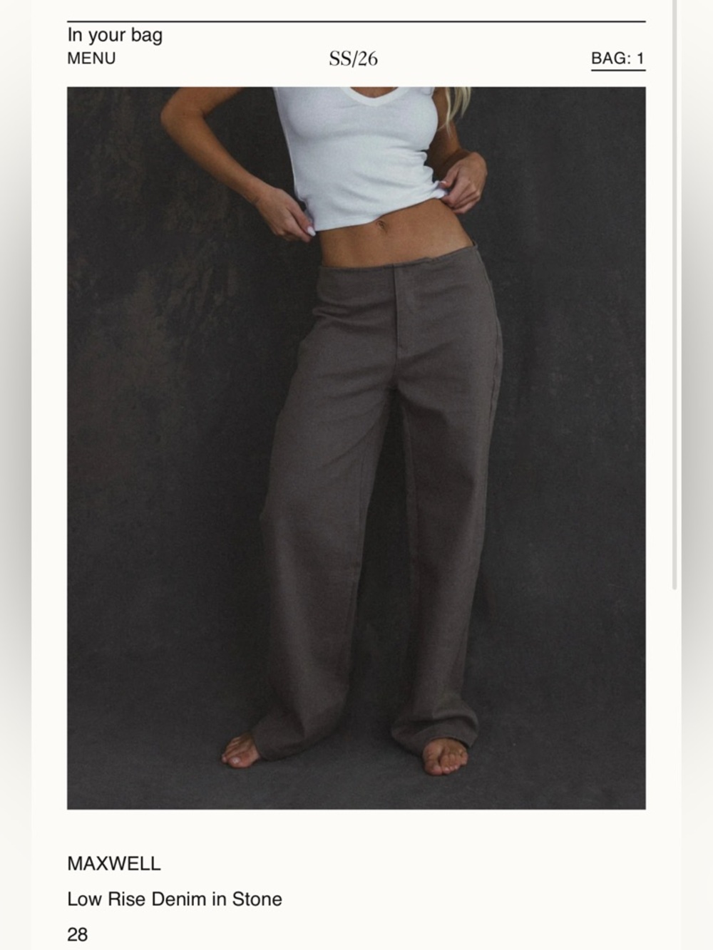 Brule Low-Rise Wide Denim in Stone